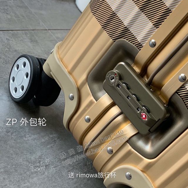 Rimowa拉杆箱 66666 Rimowa x Burberry首度合作版 經典巴寶莉格子紋 全裸鎂合金 日默瓦拉箱 巴寶莉行李箱xzx1141